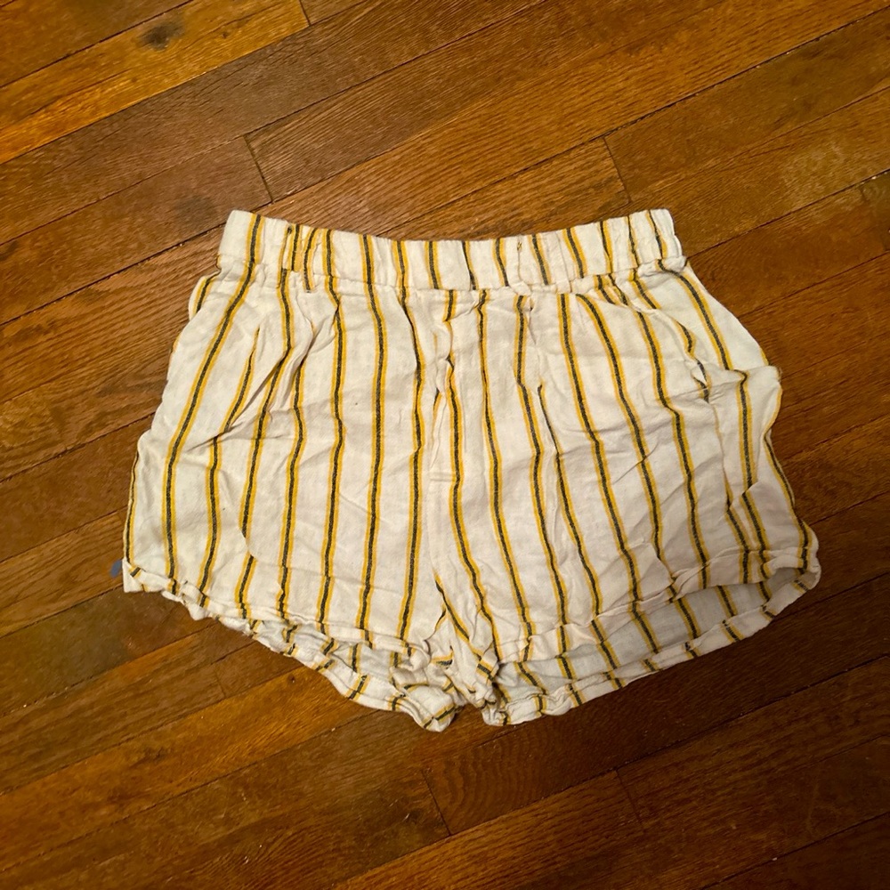 Women’s summer yellow and white stripe shorts